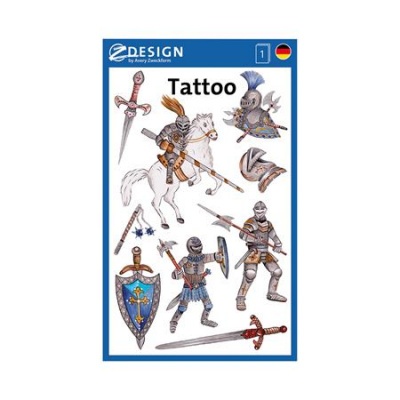 Matrica, tetoválás, 1 ív, 76x120 mm, AVERY ZWECKFORM, "Z-Design No.56739", lovagok